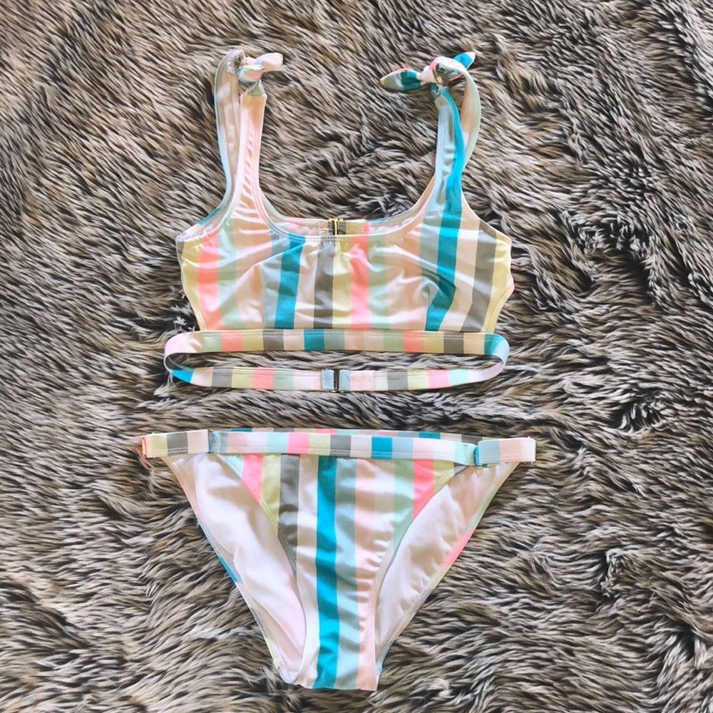 2-Piece Pastel Striped Bikini